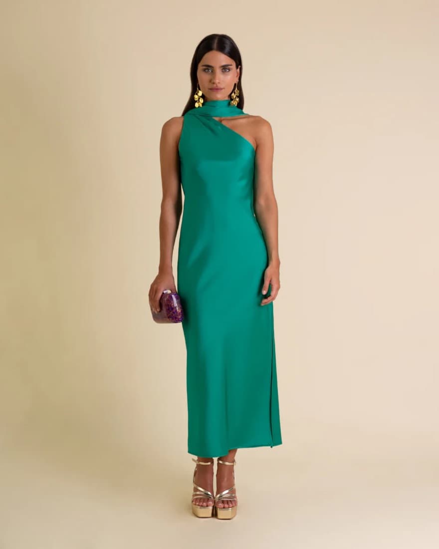The Are Satin Green Dress  - Image 1