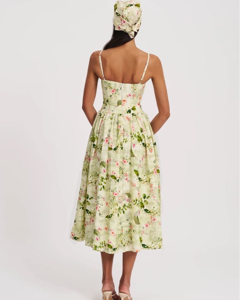 Miss Circle Jacinda Green Floral Midi Dr - Image 2