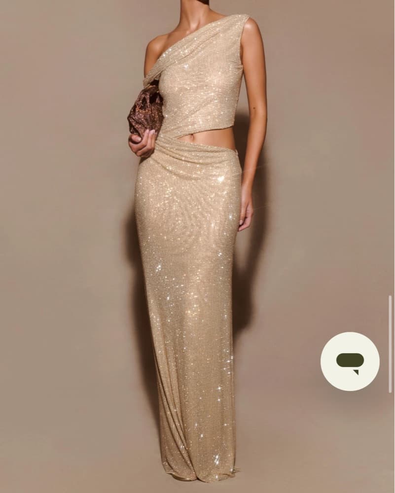 MESHKI Diamante One Shoulder Maxi Dress  - Image 3