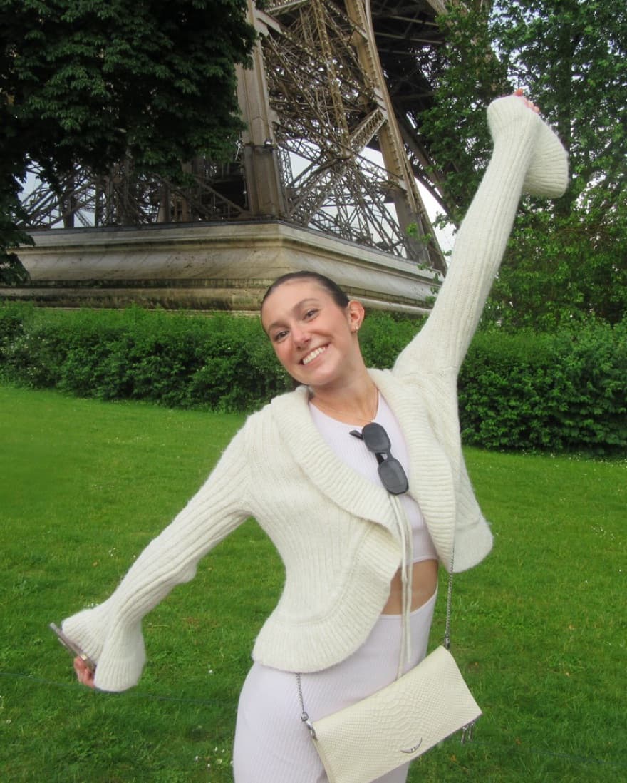 White Knit Cardigan With Flare Sleeves - Image 1