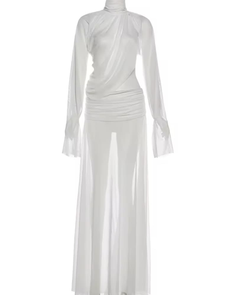Elegant White Draped Gown - Image 4