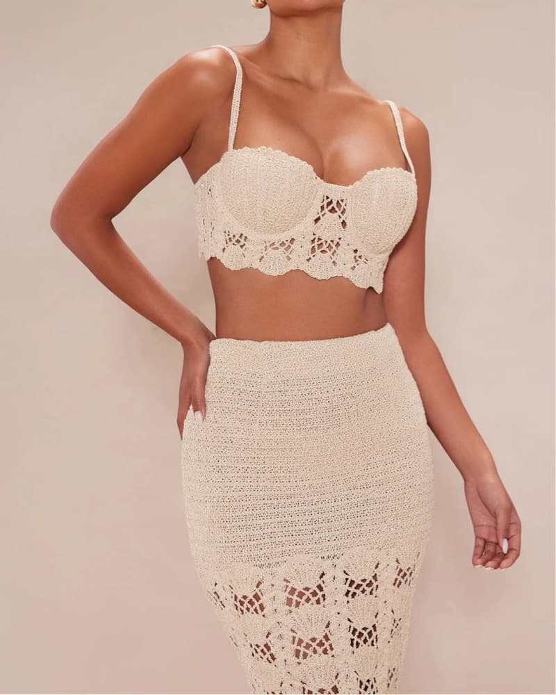 Elegant Crochet Lace Fringe Skirt Set - Image 3