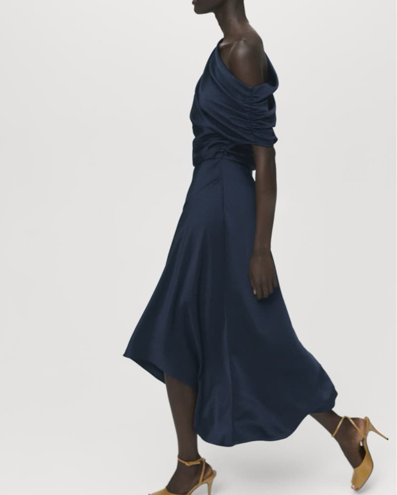 MANGO Navy Asymmetrical Dress - Image 3