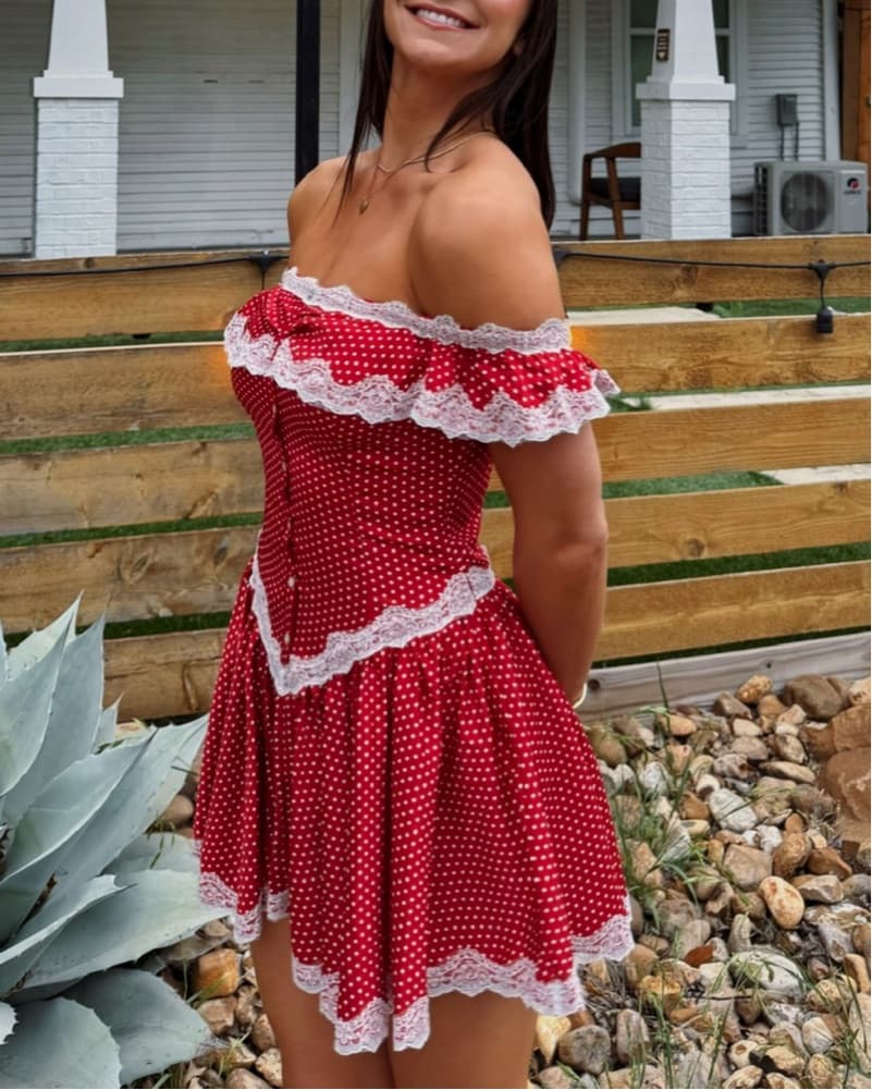 Frankie’s Bikinis Red Polka Dot Dress - Image 1