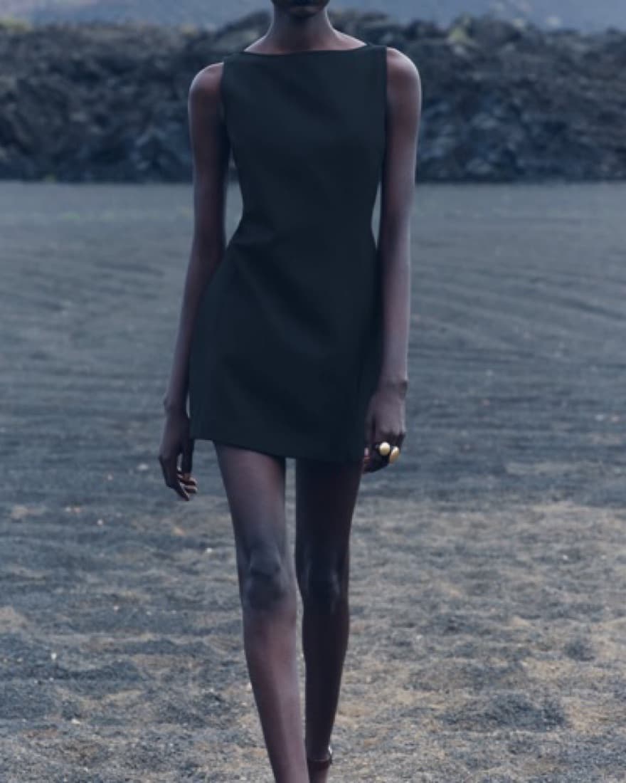 Zara Black High Neck Mini Dress - Image 2