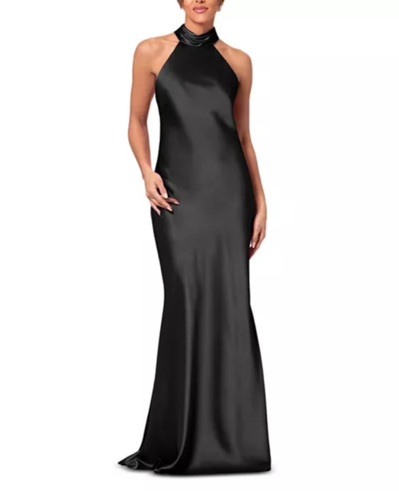 Aqua Black Satin Gown - Image 1