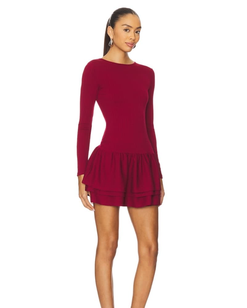 Maroon Holiday Mini Dress - Image 2