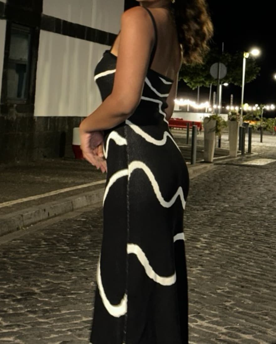 Black and White Midi Dress - Image 2