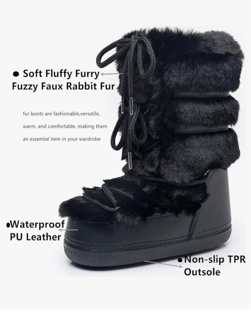 Black Snow Boots - Image 1
