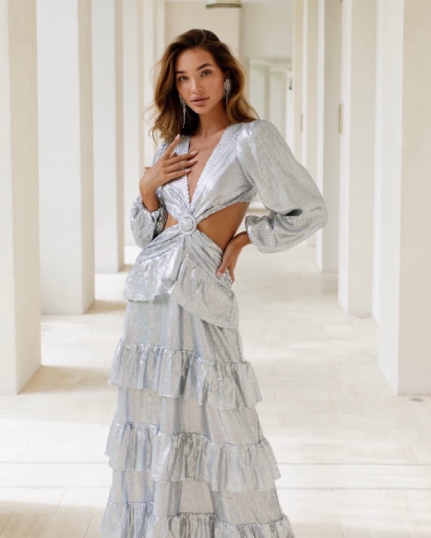 Silver Sequin Anne Louise Dress - Image 2
