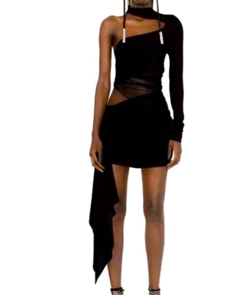 Mugler Knot Detail One Shoulder Dress - Image 4