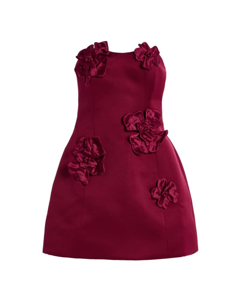 Leo Lin Burgundy Mini Dress | Leo Lin Mini Dres, Leo Lin Red Cocktail Dress, Floral Mini Dress - Image 4