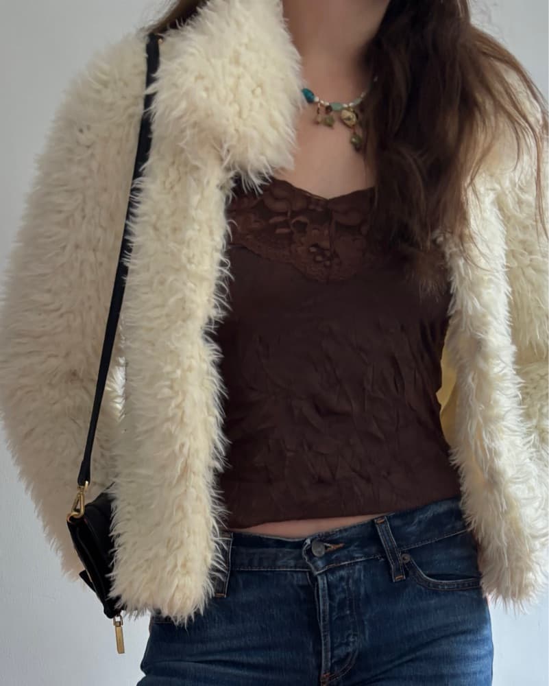 Faux Fur White Coat (cream/white) - Image 1