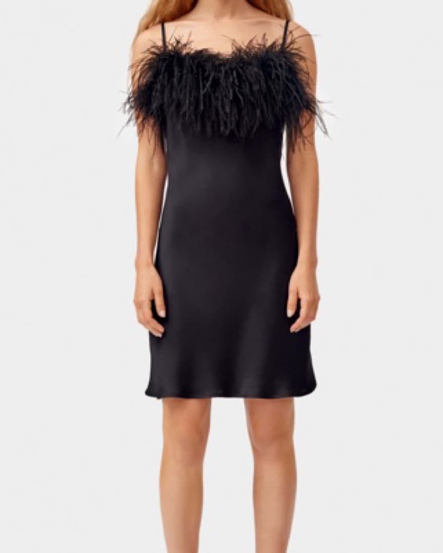 Sleeper Black Feather Trim Dress  - Image 1
