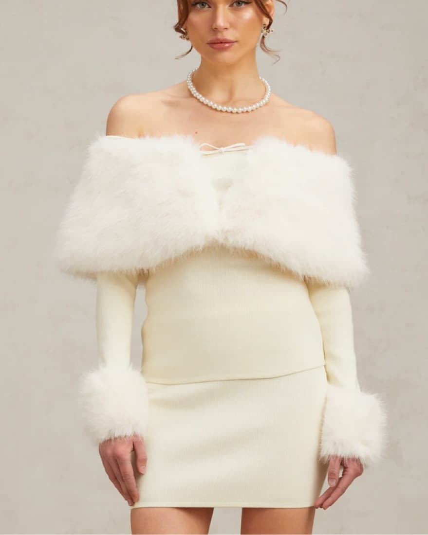 Miss Rosier CORALIE OFF-WHITE FAUX-FUR F - Image 1