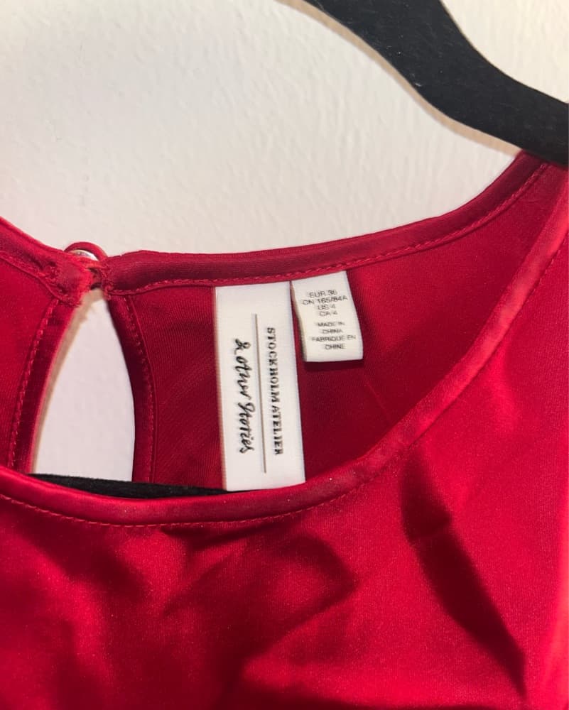 Elegant Red Satin Midi Dress - Image 6