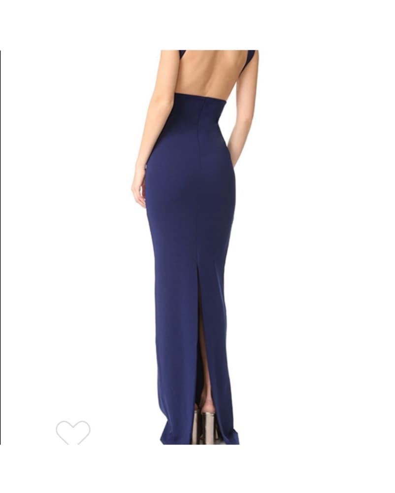 Solace London Navy Blue Plunge Maxi Gown - Image 3