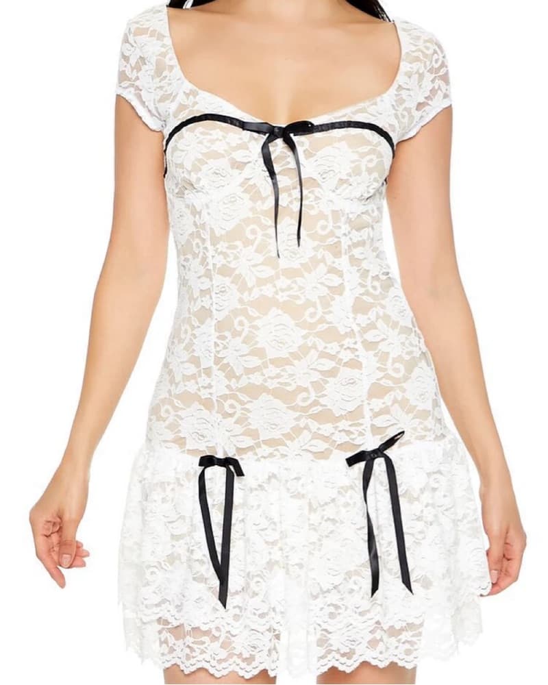 Forever 21 Layered Bow Lace Mini Dress.  - Image 2