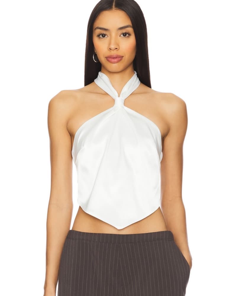 White satin tie halter - Image 1