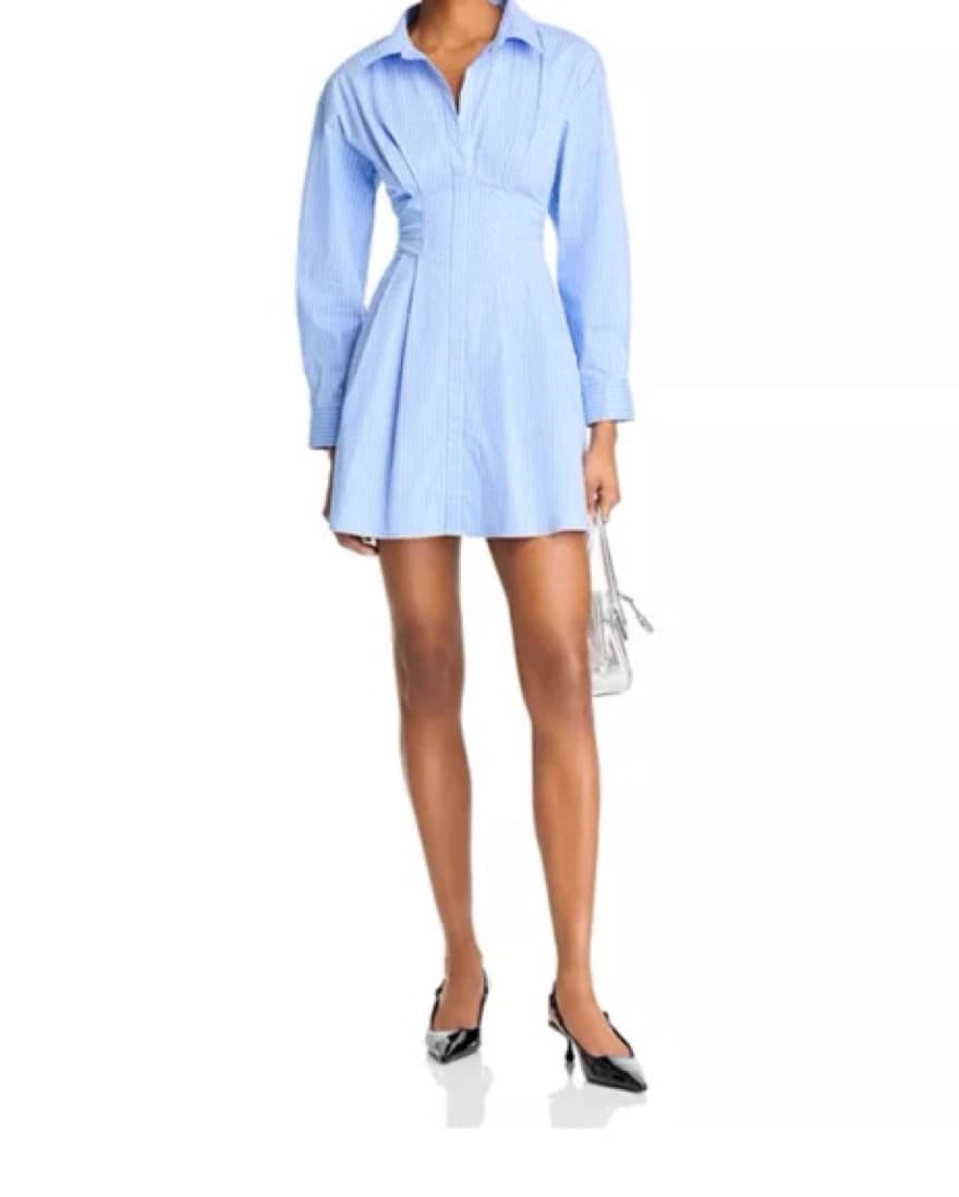 Chic Blue Striped Shirt Dress - Image 1