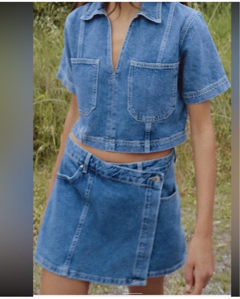 Zara Denim Crop Top & Skirt Set - Image 4