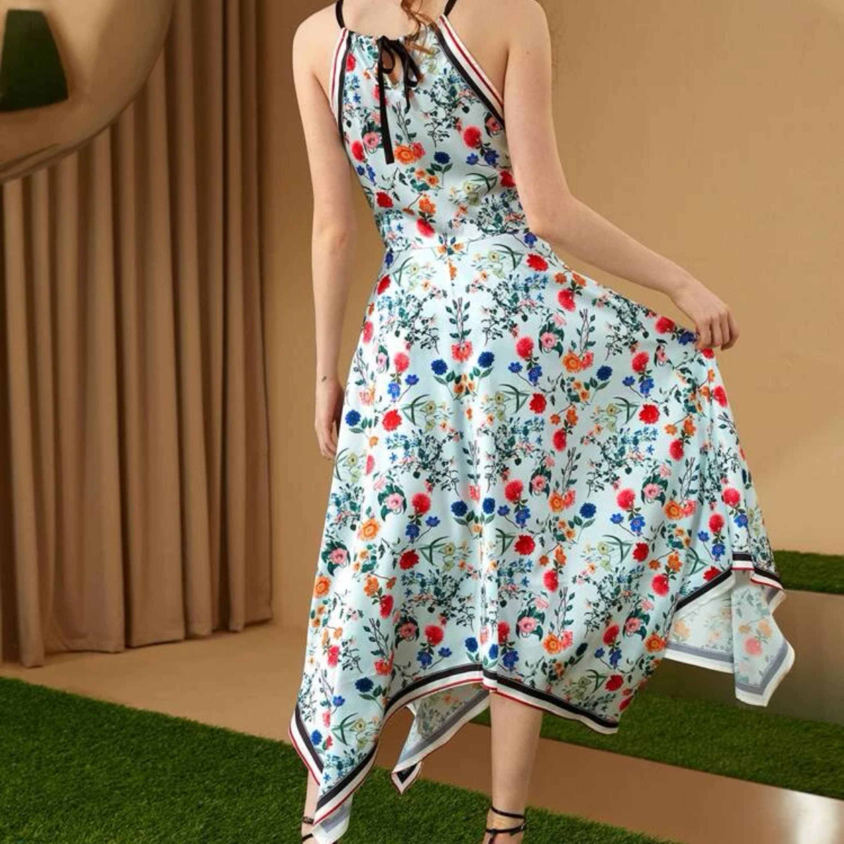 Floral Summer High Neck Dress  - Image 4
