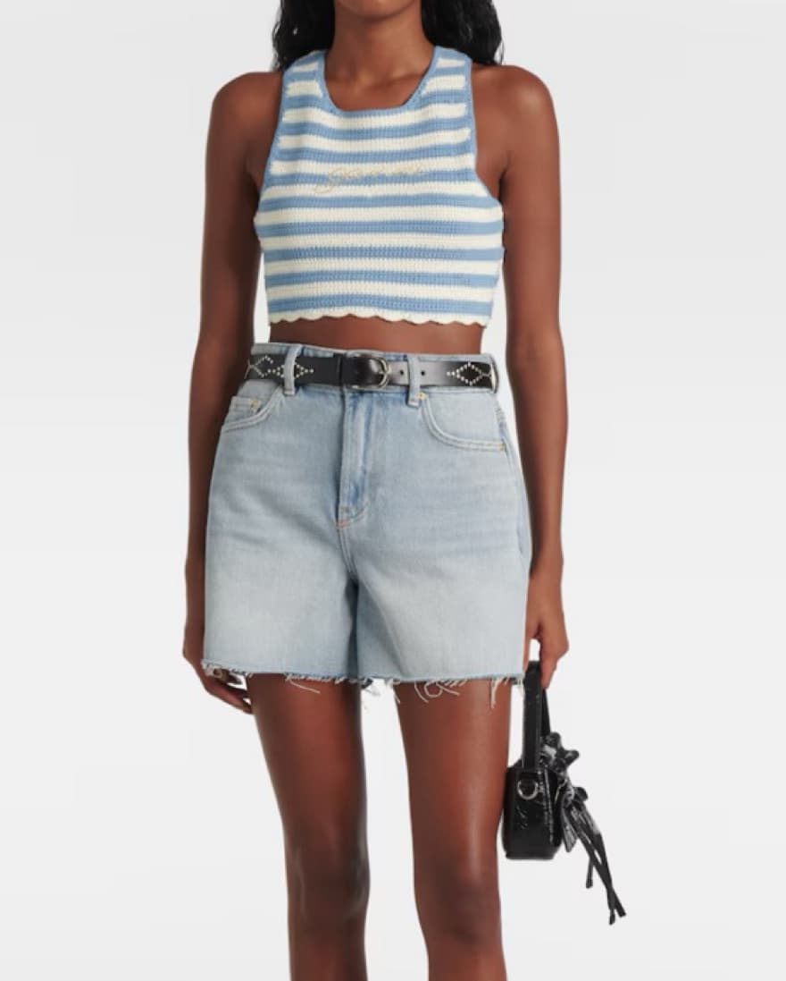 Ganni Blue And White Racerback Top - Image 2