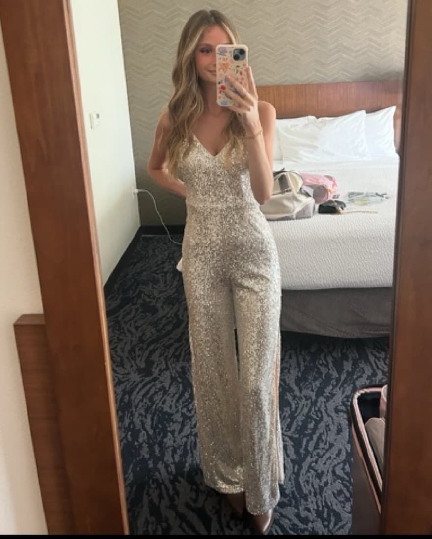 Sequin Sparkle Silver Jumpsuit - Image 1