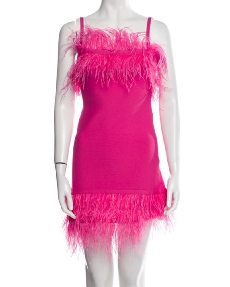 Staud Pink Feather Mini Dress  - Image 3