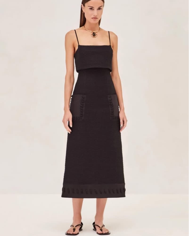 Alexis Black Midi Dress - Image 1
