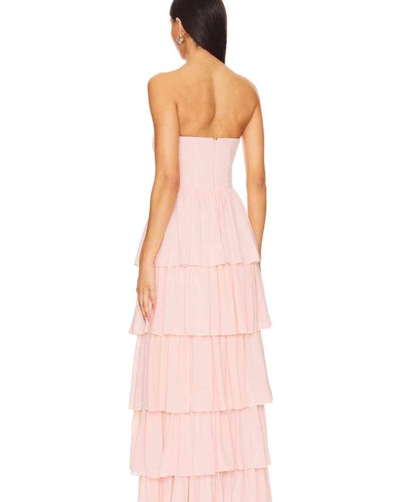 Elegant Tiered Pink Maxi Dress - Image 2