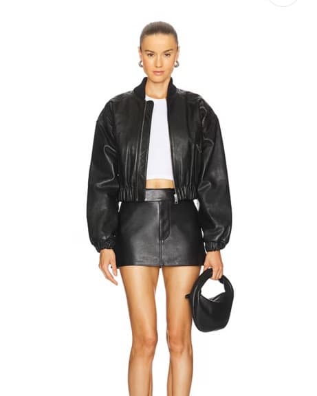 GRLFRND CROPPED LEATHER BOMBER & SKIRT  - Image 1