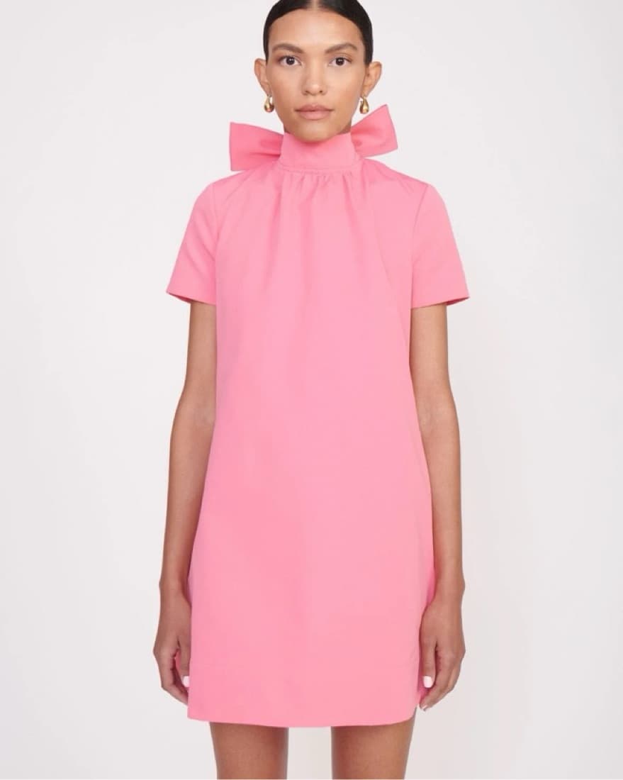 Staud Mini Ilana Dress in Coral Pink - Image 1