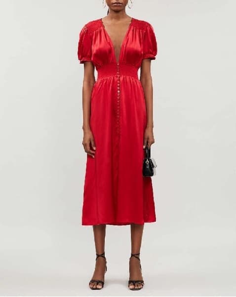 Reformation Red Silky Dress - Image 3