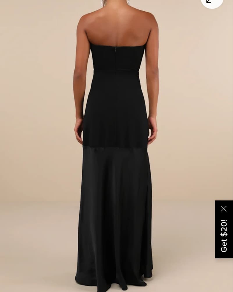 Black Strapless A-Line Dress - Image 3