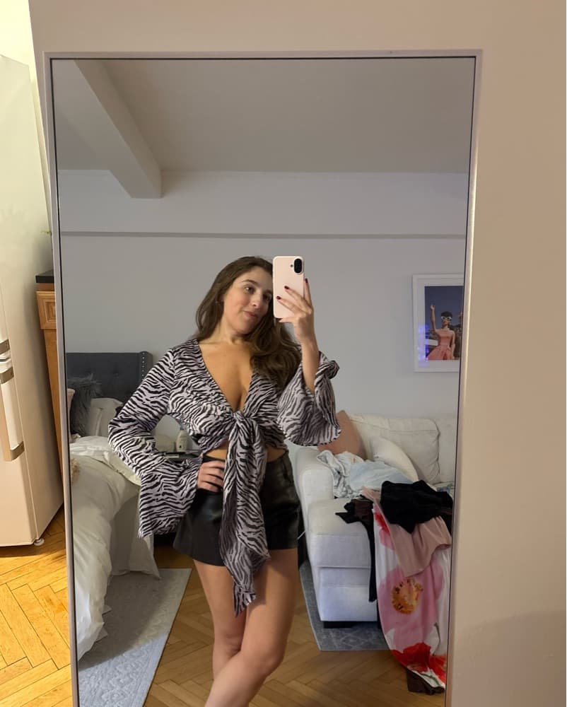Zara Long Sleeve Cropped Zebra Top - Image 4