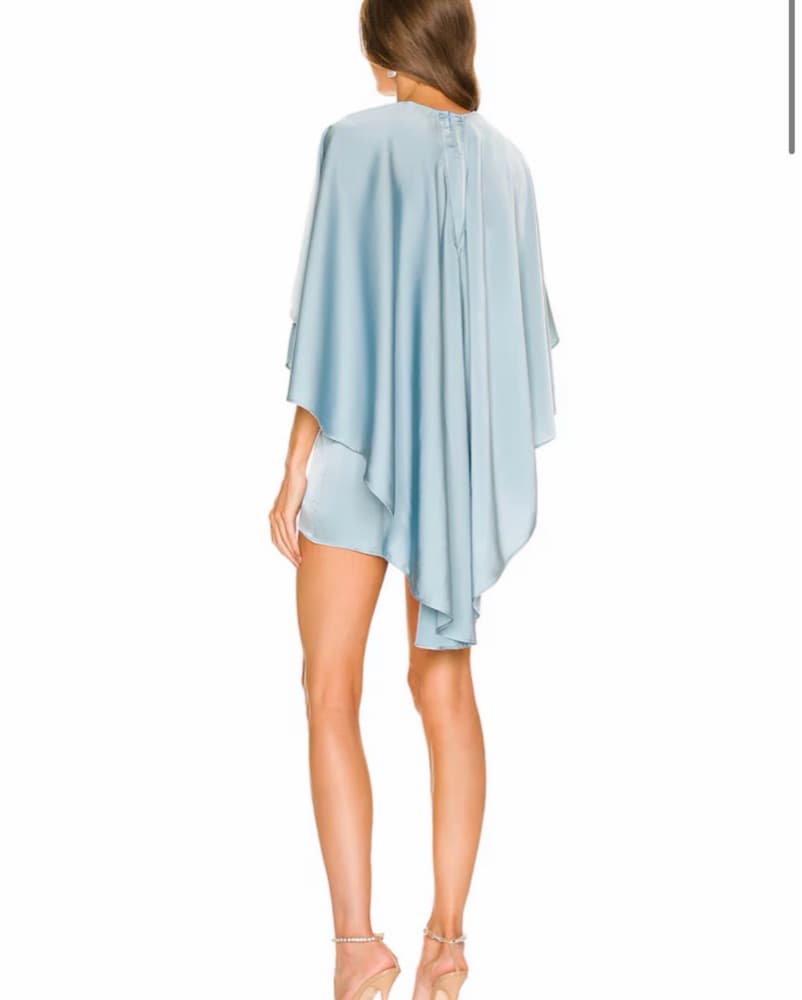 Colette Mini Satin Dress in Dusty Teal - Image 2
