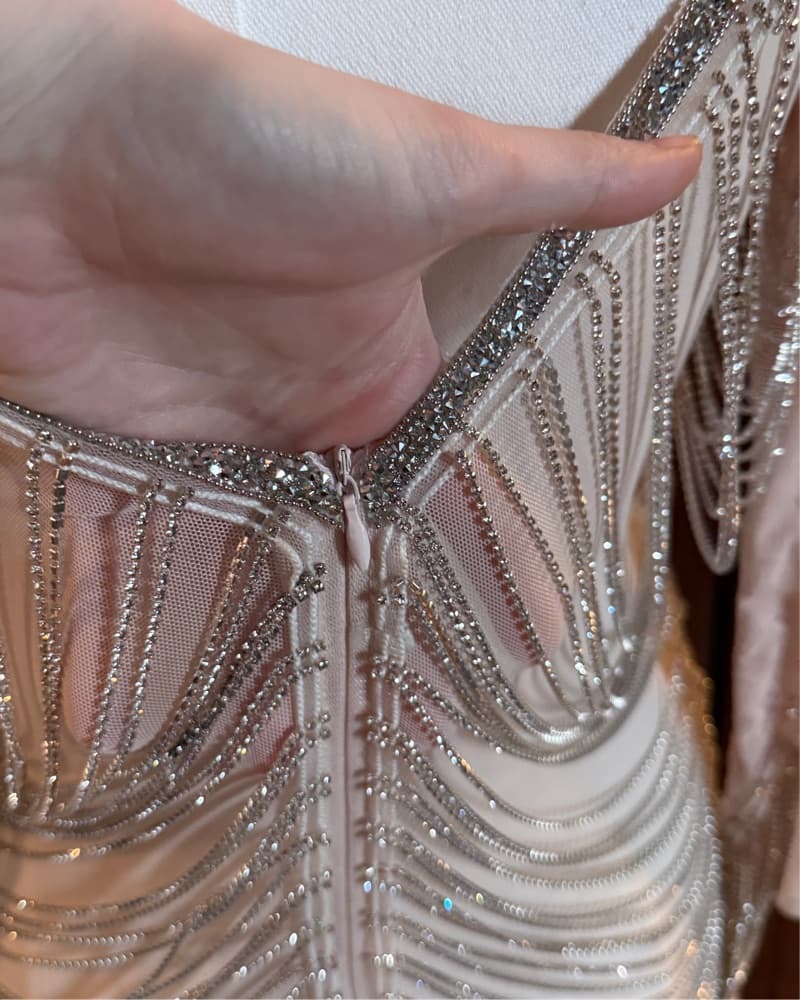 Nude Rhinstone Dress - Image 4