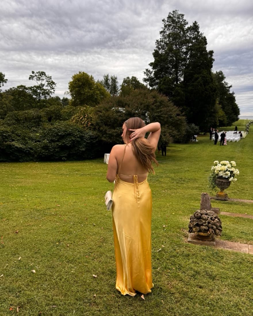 Yellow Reformation Silk Dress - Image 2