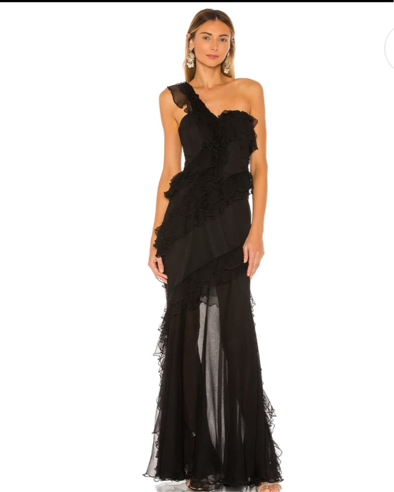 Elegant Black One-Shoulder Maxi Dress - Image 1