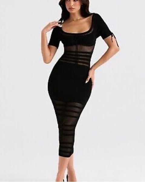 Alluring Black Lace Midi Dress - Image 1