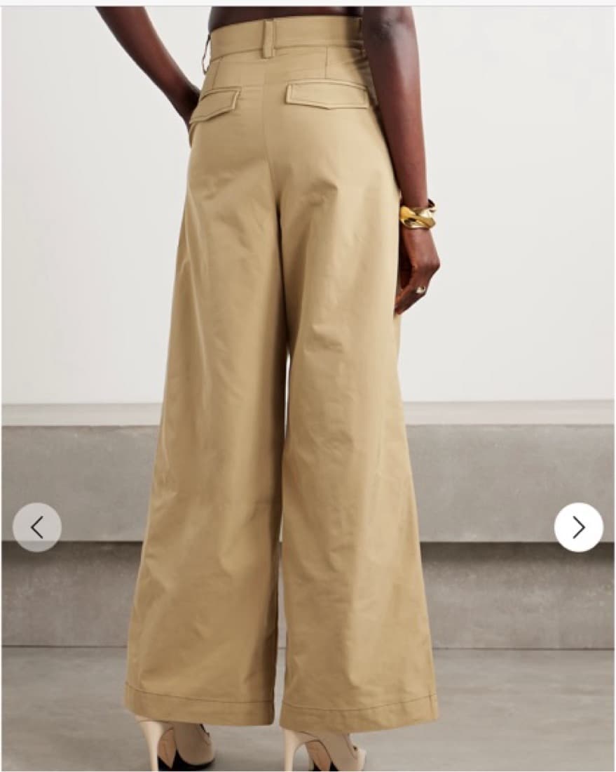 Tan pleated Pants With Black Stitching  - Image 3