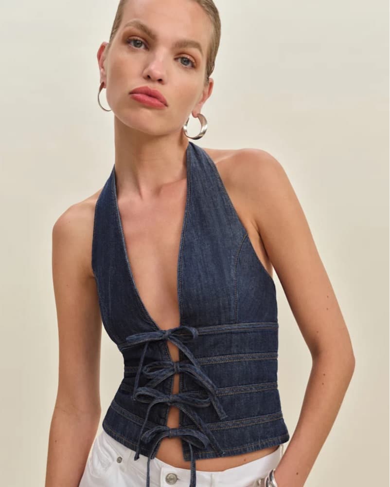 Reformation Kyleigh Denim Halter Top  - Image 1