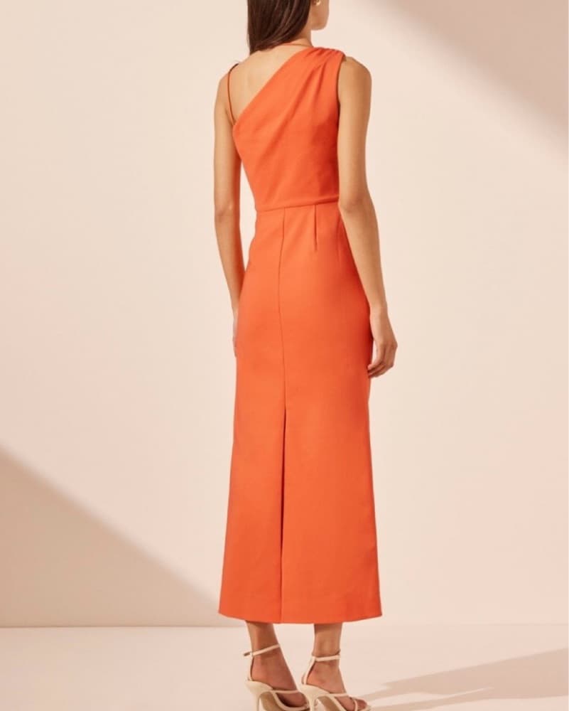 Shona Joy Orange Asymmetrical Maxi Dress - Image 3