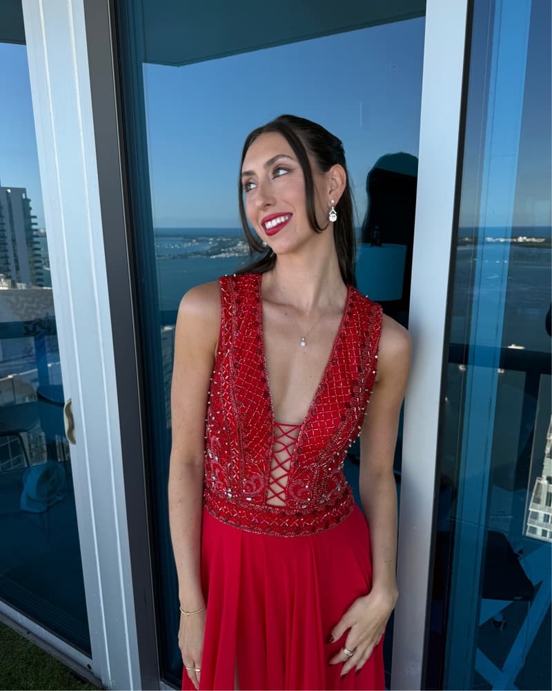 Glamorous Red Sequin Gown - Image 1