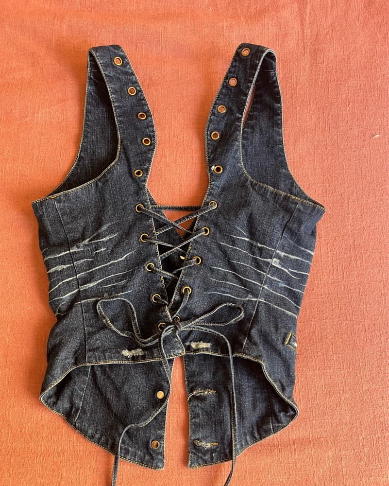 Denim Button Up Vest - Image 3