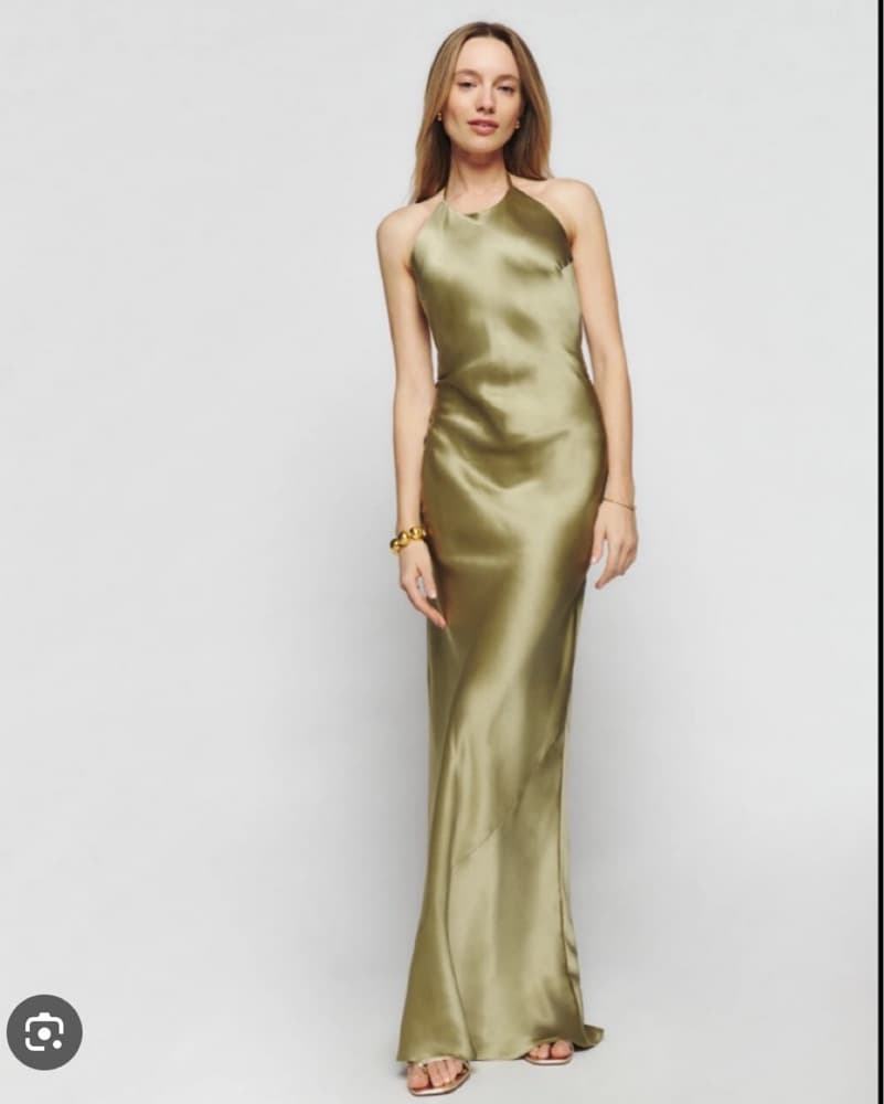 Reformation Silk Jeany Dress/ Gown Green - Image 1