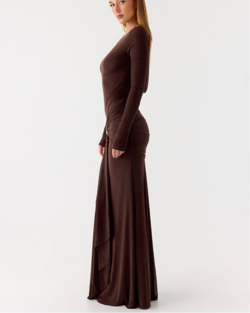 Dray Maxi Dress - Chocolate - Image 3