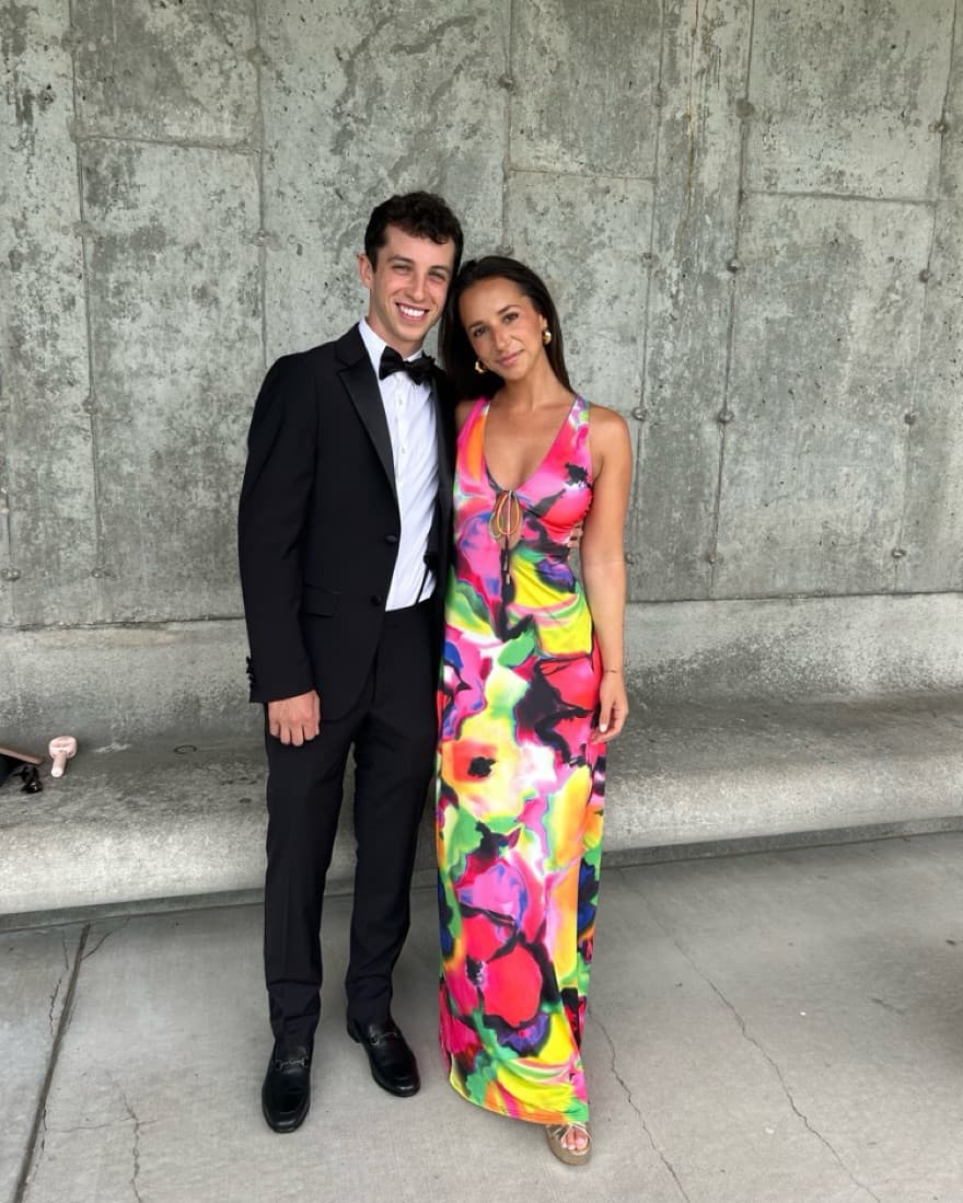 Patterened Wedding Guest Dress - Image 1