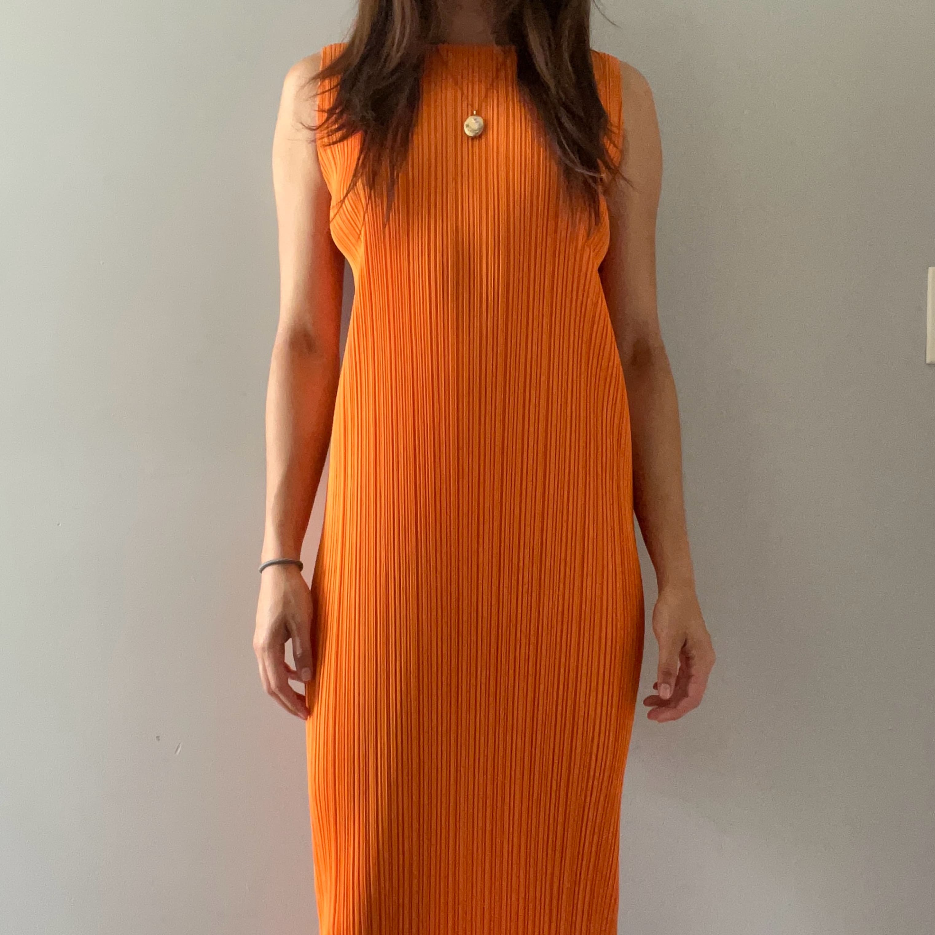 Issey Miyake Pleats Orange Dress - Image 2
